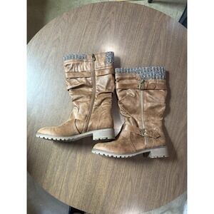 Xappeal Brown Chelsey Boots with Knit Cuff High Calf Fashion Riding Size 11